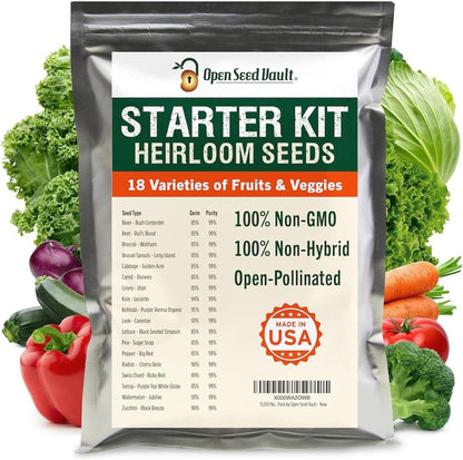 15,000 Heirloom Seeds Non GMO Vegetable and Fruit Seeds for Planting Outdoor & Indoor - 18 Variety Pack of Survival Garden Seeds